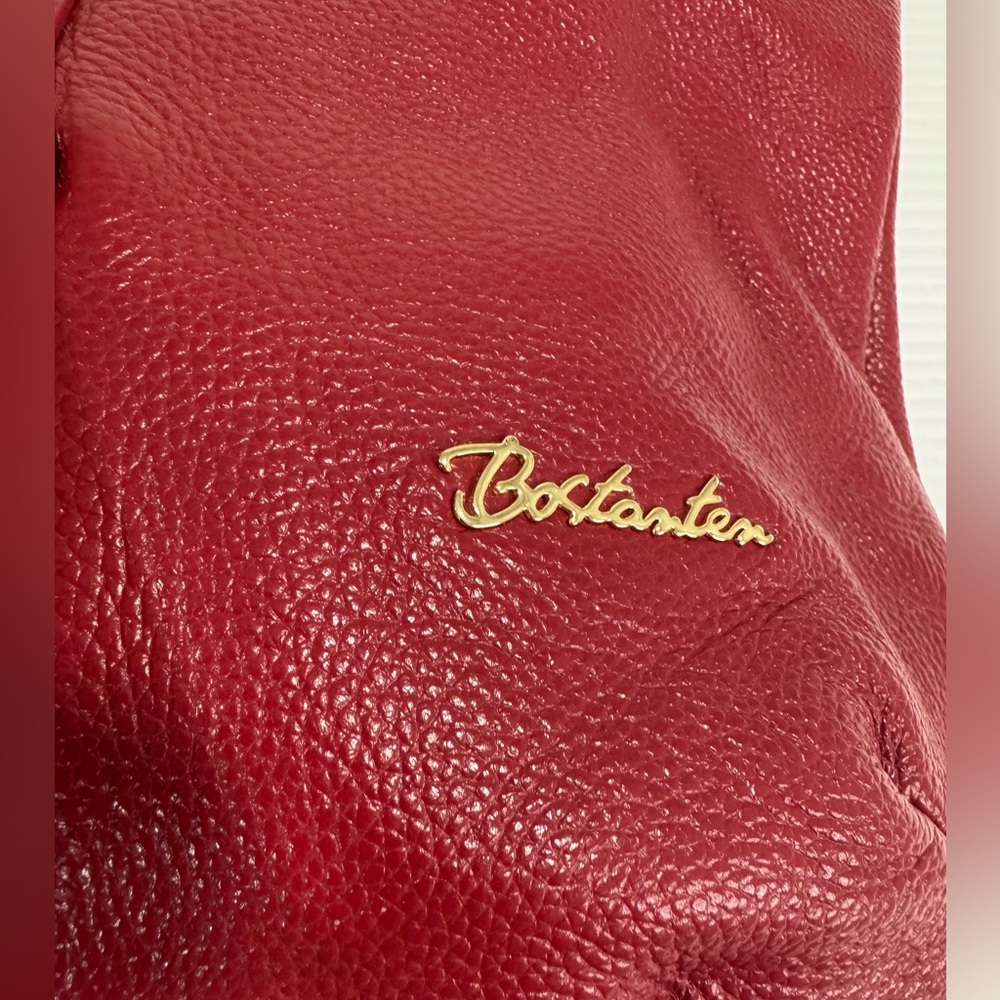 Bostanten Red  Leather 7 Pocket Shoulder Bag   12 x 12" x 4" like new - Picture 4 of 12